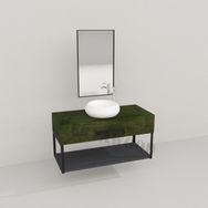 Deryawood Yeşil Eskitme Wind Ahşap Banyo Rafı