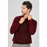 Desen Triko 0249641 Desenli Yarım Balıkçı Yün Bordo Erkek Kazak