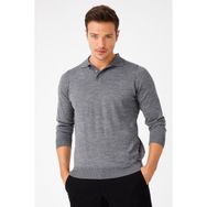 Desen Triko 21601 Basic Polo Yaka İnce Triko Füme Erkek Kazak