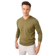 Desen Triko 21602 Haki Basic V Yaka İnce Triko Erkek Kazak