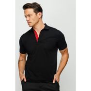 Desen Triko 23201 Siyah Erkek Polo Yaka Düğmeli Cepli T-Shirt
