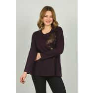 Desen Triko 4524 Mor Kadın Bluz