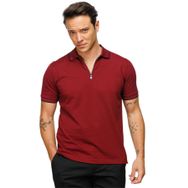 Desen Triko DSNNM941 Fermuarlı Polo Yaka Bordo Erkek T-shirt