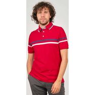 Desen Triko Erkek Polo Yaka Çizgi Detaylı T-Shirt 0249814 Kırmızı