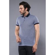 Desenli Polo Yaka Mavi T-shirt