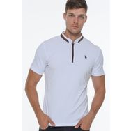 Dewberry T8571 Fermuarlı Beyaz Erkek T-shirt