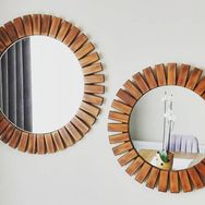 Dfn Wood Masif Ahşap Yuvarlak Dekoratif Duvar Aynası