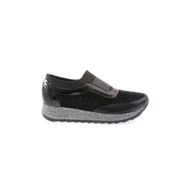 DGN 112130142674 Siyah Kalın Taban Silver Taşlı Kadın Sneakers Ayakkabı