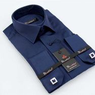 Dicotto Lacivert Micro Kumaş Kol Düğmeli Slim Fit Düz Renk Gömlek