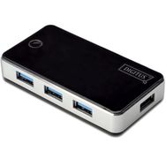 Digitus DA-70231 USB 3.0 to 4 Port USB 3.0 Plastik Siyah Gümüş Güç Adaptörlü USB 3.0 Çoklayıcı Hub
