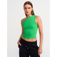 Dilvin 20861 Yeşil Asimetrik Büzgülü Top Bluz