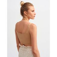 Dilvin 3540 Camel Kadın Askılı Crop Top