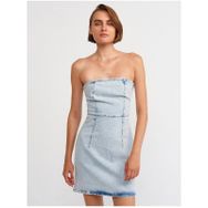 Dilvin 90527 Kar Yıkama Mavi Mini Denim Elbise