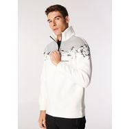 Discovery Expedition D3WM-SWT23 Kırık Beyaz Erkek Bato Yaka Loose Fit Baskılı Sweatshirt
