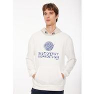 Discovery Expedition D3WM-SWT44 Kırık Beyaz Kapüşonlu Baskılı Erkek Sweatshirt