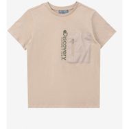 Discovery Expedition D4SB-TST3039 Bej Erkek Çocuk Bisiklet Yaka Relaxed Baskılı T-Shirt