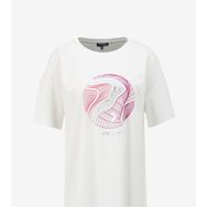 Discovery Expedition D4SL-TST3039 Beyaz Kadın Bisiklet Yaka Loose Fit Baskılı T-Shirt