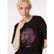Discovery Expedition D4SL-TST3039 Siyah Kadın Loose Fit Baskılı T-Shirt
