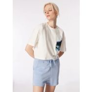 Discovery Expedition D4SL-TST3046 Beyaz Bisiklet Yaka Oversize Baskılı Kadın T-Shirt