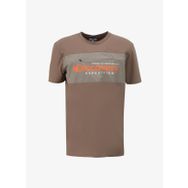 Discovery Expedition D4SM-TST3259 Koyu Bej Erkek Bisiklet Yaka Relaxed Baskılı Su İtici T-Shirt