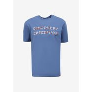 Discovery Expedition D4SM-TST3269 İndigo Bisiklet Yaka Relaxed Baskılı Erkek T-Shirt