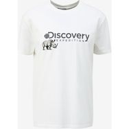 Discovery Expedition D4SM-TST3312 Beyaz Erkek Bisiklet Yaka Basic Baskılı T-Shirt