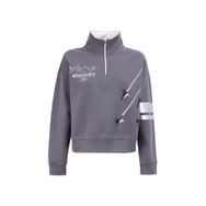 Discovery Expedition D4WL-SWT3002 Füme Kadın Dik Crop Baskılı Sweatshirt