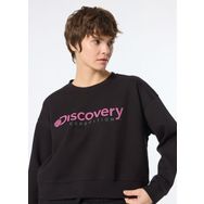Discovery Expedition D4WL-SWT3010 Siyah Kadın Bisiklet Crop Baskılı Sweatshirt