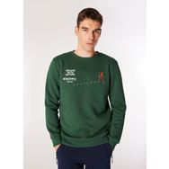 Discovery Expedition D4WM-SWT3283 Koyu Yeşil Bisiklet Relaxed Baskılı Erkek Sweatshirt