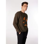 Discovery Expedition D4WM-SWT3327 Haki Erkek Bisiklet Relaxed Nakışlı Sweatshirt