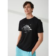 Discovery TEN Expedition Bisiklet Yaka Baskılı Siyah Erkek T-Shirt