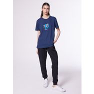 Discovery W-MERCAX Expedition Bisiklet Yaka Baskılı Lacivert Kadın T-Shirt