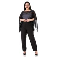 DISENTIS MODEST Büyük Beden Asimetrik Kesim Şifon Siyah Pelerin Bolero