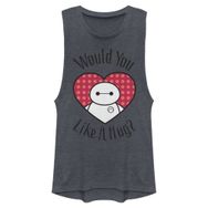 Disney Big Hero Six Hugs All Around Hızlı Moda Kolsuz Denim Blue Heather Kadın Atlet