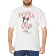 Disney Büyük ve Uzun Klasik Mickey All You Need is Pizza Beyaz Erkek T-shirt
