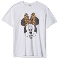 Disney Karakterleri Modern Minnie Yüz Leopar Beyaz Erkek T-shirt