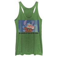 Disney Lilo and Stitch Drool Tri-Blend Racerback Katmanlı Envy Green Kadın Atlet