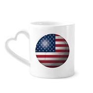 Dıythinker 12 oz Abd Ulusal Bayrağı Futbol Futbol Çömlekçilik Seramik Kalp Saplı Kupa