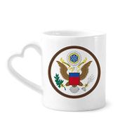 Dıythinker 12 oz Amerika Birleşik Devletleri Ulusal Amblem Çömlekçilik Seramik Kalp Saplı Kupa