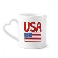 Dıythinker 12 oz Amerika Ulusal Bayrağı Kırmızı Desenli Çömlekçilik Seramik Kalp Saplı Kupa