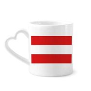 Dıythinker 12 oz Avusturya Ulusal Bayrağı Avrupa Ülke Çömlekçilik Seramik Kalp Saplı Kupa