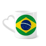 Dıythinker 12 oz Brezilya Bayrağı Ülke Yuvarlak Desenli Çömlekçilik Seramik Kalp Saplı Kupa