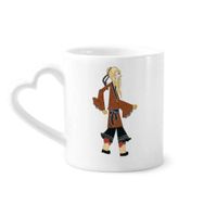 Dıythinker 12 oz Çin Kültürü Gölge Oyun Desenli Çömlekçilik Seramik Kalp Saplı Kupa