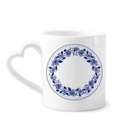 Dıythinker 12 oz Çin Kültürü Mavi Çiçek Çömlekçilik Seramik Kalp Saplı Kupa