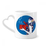 Dıythinker 12 oz Çin Kültürü Mavi Kadın Çömlekçilik Seramik Kalp Saplı Kupa