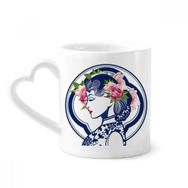 Dıythinker 12 oz Çin Kültürü Pembe Güzellik Çömlekçilik Seramik Kalp Saplı Kupa