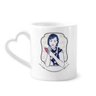 Dıythinker 12 oz Çin Kültürü Pembe Kadın Çömlekçilik Seramik Kalp Saplı Kupa