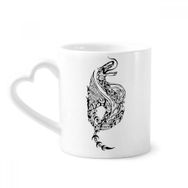 Dıythinker 12 oz Culture Chinese Line Çin Ejderha Çömlekçilik Seramik Kalp Saplı Kupa