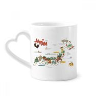 Dıythinker 12 oz Geleneksel Japon Kara Şekilli Harita Çömlekçilik Seramik Kalp Saplı Kupa