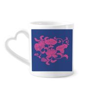 Dıythinker 12 oz Japon Kültürü Kırmızı Çiçek Çömlekçilik Seramik Kalp Saplı Kupa